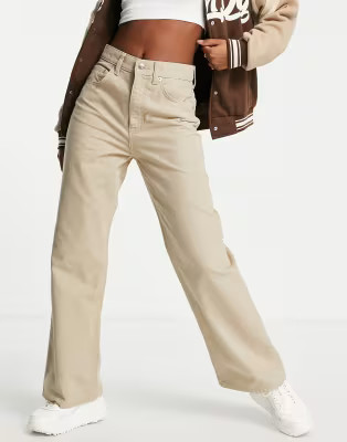 ASOS DESIGN wide leg dad trousers in taupe | ASOS (Global)