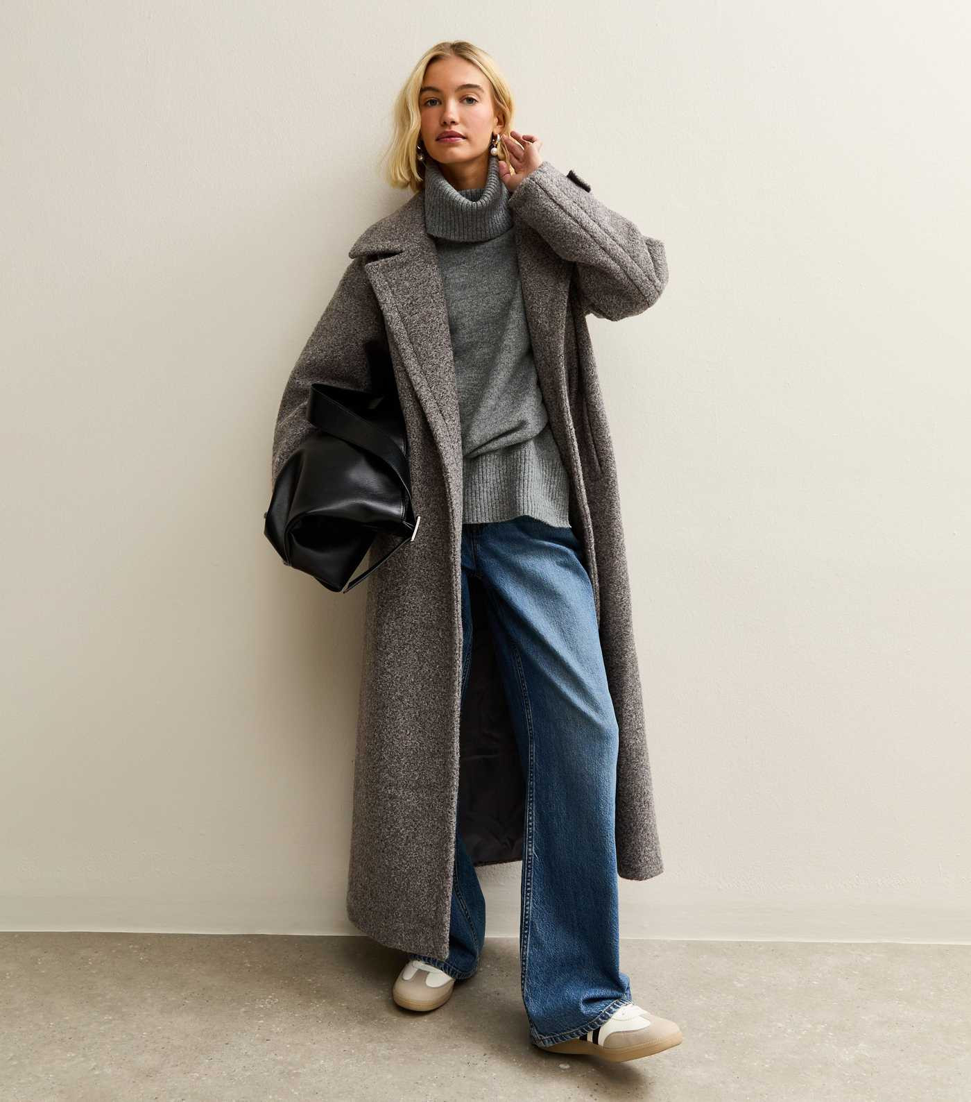 Mid Grey Boiled Yarn Wrap Coat | New Look | New Look (UK)