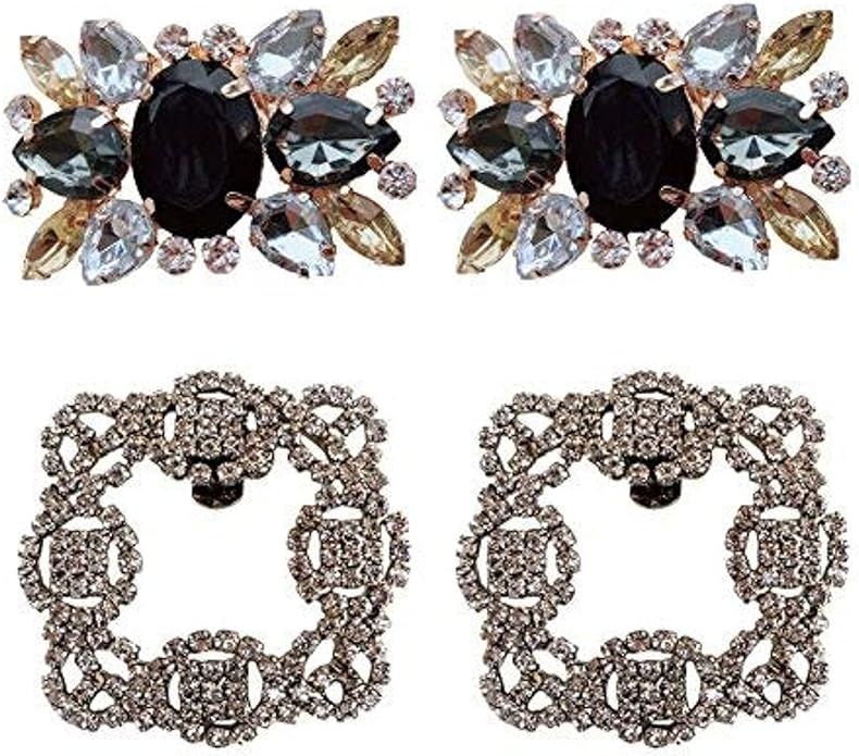 Polkar Elegant Rhinestone Crystal Metal Shoe Clips Shoe Buckle for Wedding Party Decoration | Amazon (US)