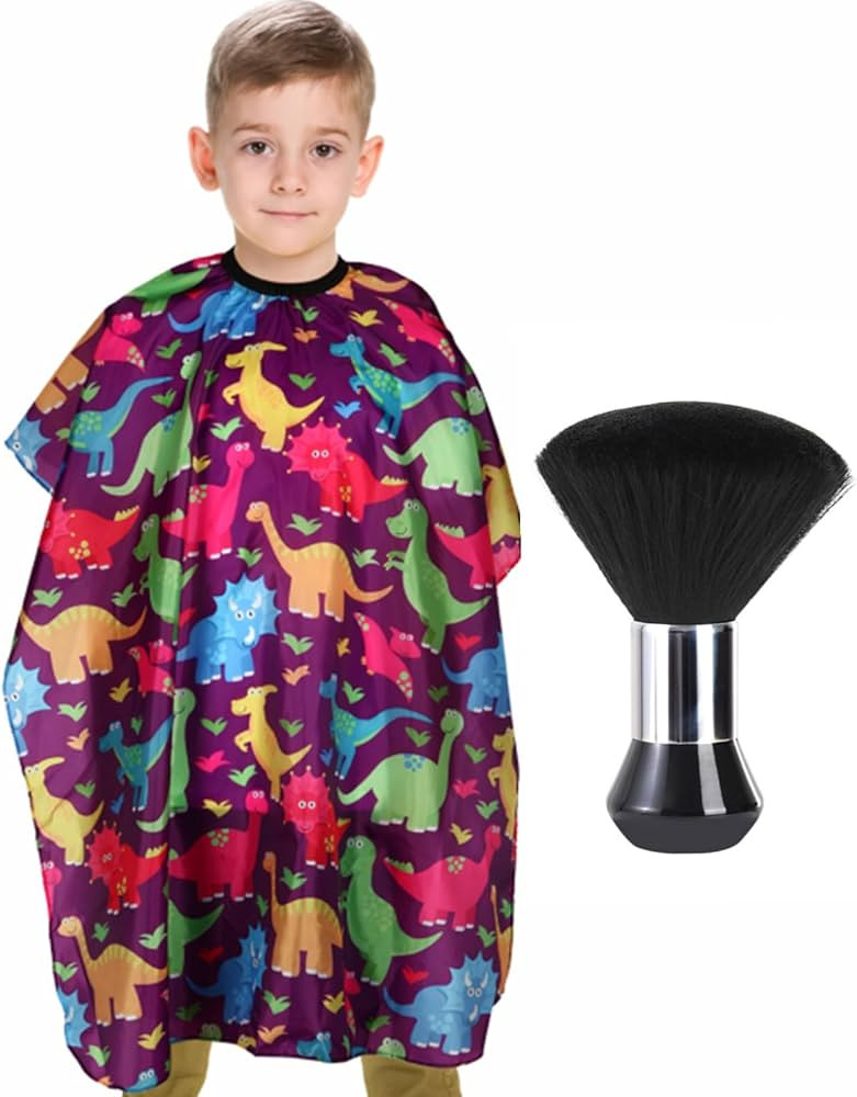 Kids Barber Cape with Neck Duster Brush, Professional Salon Hair Cutting Cape with Adjustable Sna... | Amazon (US)