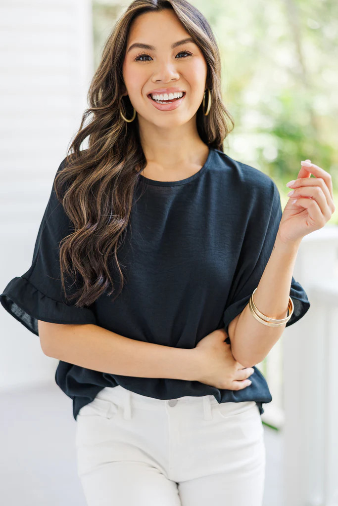 All I Ask Black Ruffled Top | The Mint Julep Boutique
