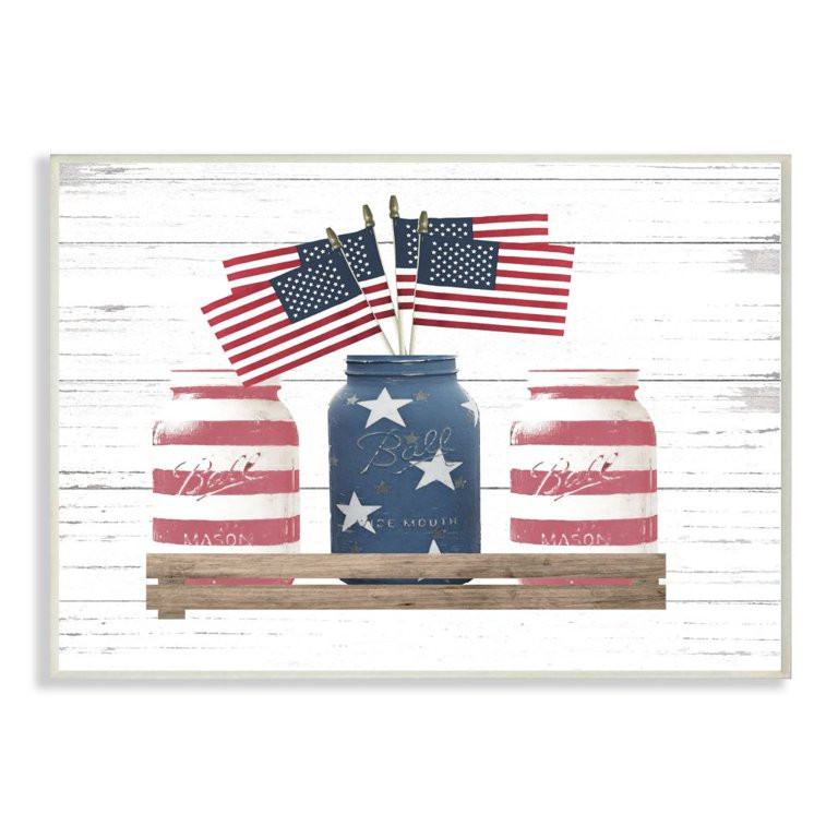 Stupell Industries Rustic Patriotic Jars American Pride Flag Design Graphic Art Unframed Art Prin... | Walmart (US)