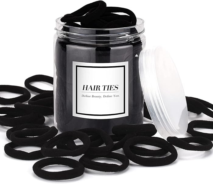 iFwevs 50PCS Black Hair Ties,Cotton Seamless Ponytail Holders,No Damage Elastics Hair Bands for T... | Amazon (US)