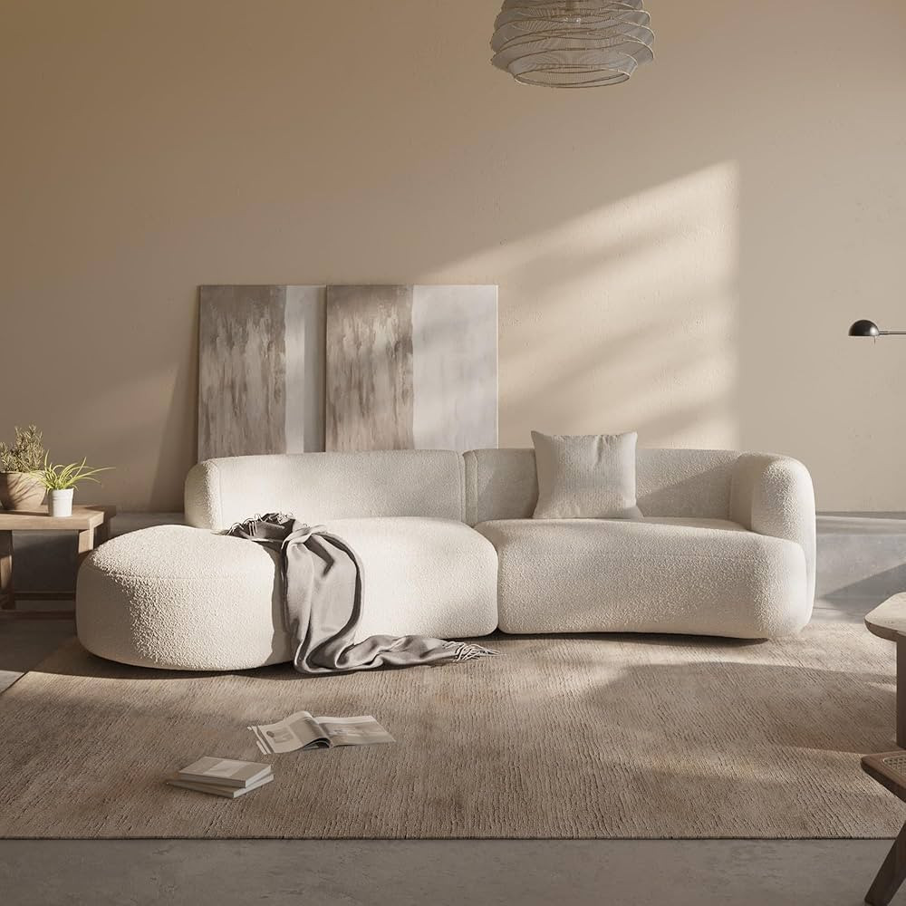 Acanva Modern Curved Sectional Living Room Couch, Minimalist Comfy Boucle Fabric Modular Sofa for... | Amazon (US)