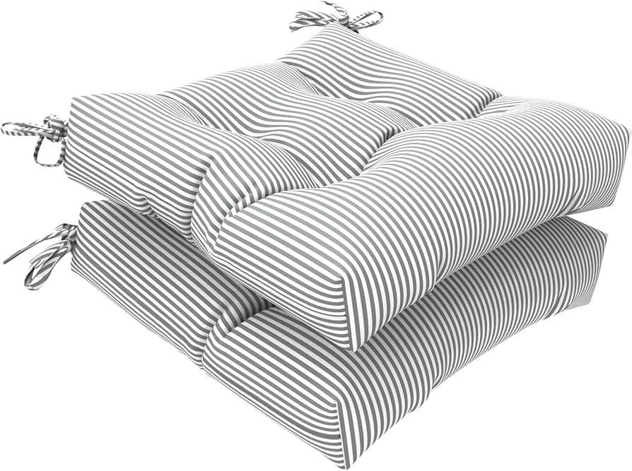 Patio Wicker Chair Cushions,Water Repellent Tufted Seat Cushions with Ties, 19x19x5 lnch 2 Pack, ... | Amazon (US)