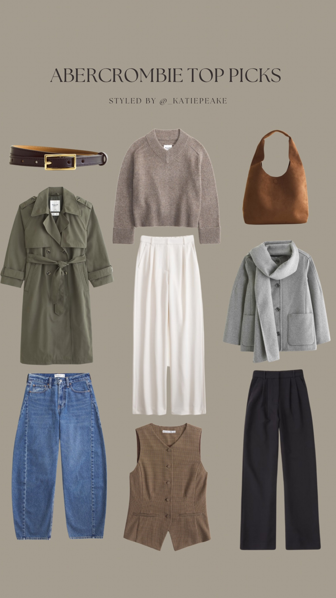 Abercrombie top picks 🍂 use AFXLTK for 20% off 

Suede bag, barrel leg jeans, trench coat, knitwear, belt, black trousers, scarf jacket, waist coat, white trousers 

#LTKxAFSale #LTKstyletip #LTKautumn