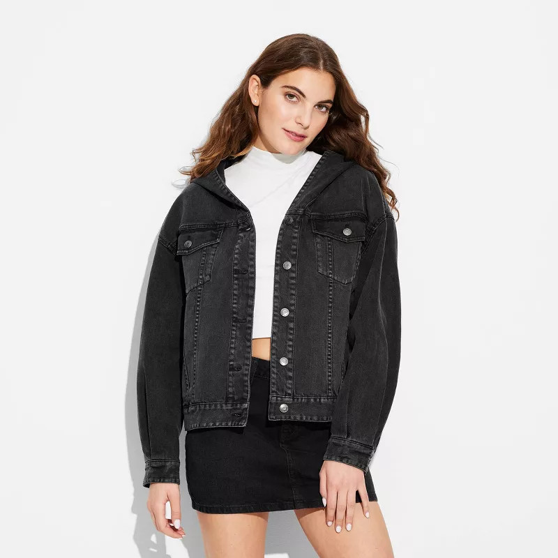 Women's Oversized Hooded Jean Jacket - Wild Fable™ | Target
