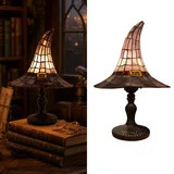 Witch Hat Lamp, 11.8" Halloween Stained Glass Resin Handmade Gothic Wizard Hat, LED Spooky Hallow... | Walmart (US)