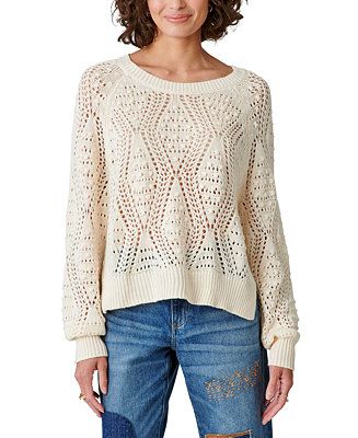 Women's Cotton Open-Stitch Pullover Sweater | Macys (US)