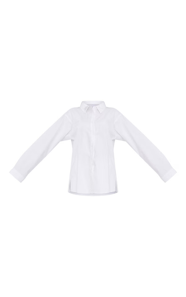 White Linen Look Oversized Pocket Front Shirt | Pretty Little Thing (Australia & New Zealand)