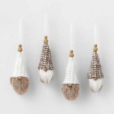 4ct Gnomes with Chunky Woven Hats Christmas Ornament Set - Wondershop&#8482; | Target