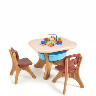 Coffee Kids Activity Table and Chair Set Play Furniture with Storage | The Home Depot