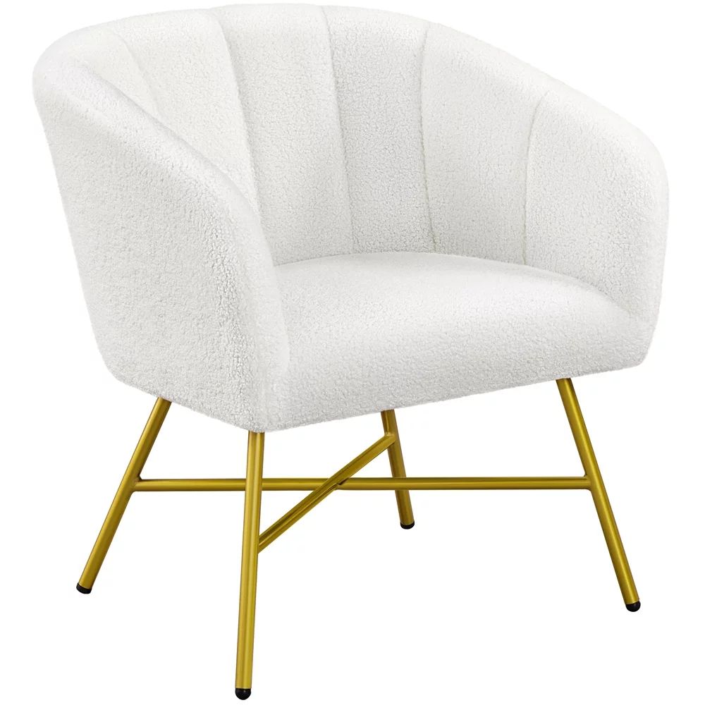 Topeakmart Modern Upholstered Boucle Barrel Accent Chair for Living Room, White | Walmart (US)