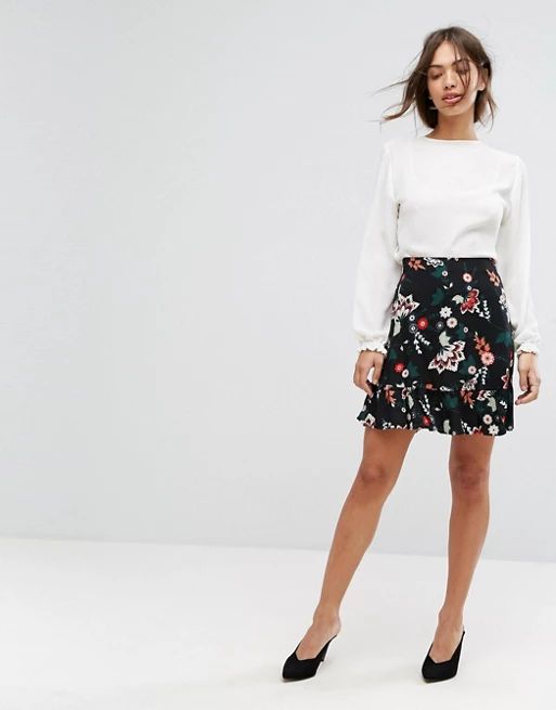 Vila Ruffle Floral Skirt | ASOS US