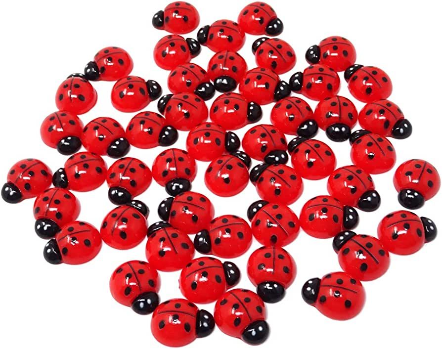 Honbay 50PCS Tiny Resin Ladybugs Flatback Beads Cute Animal Slime Charms Resin Insects Cabochons ... | Amazon (US)