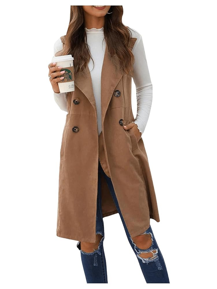 GORGLITTER Women's Fitted Long Blazer Vest Sleeveless Trendy Fall Business Casual Dressy Work Bla... | Amazon (US)