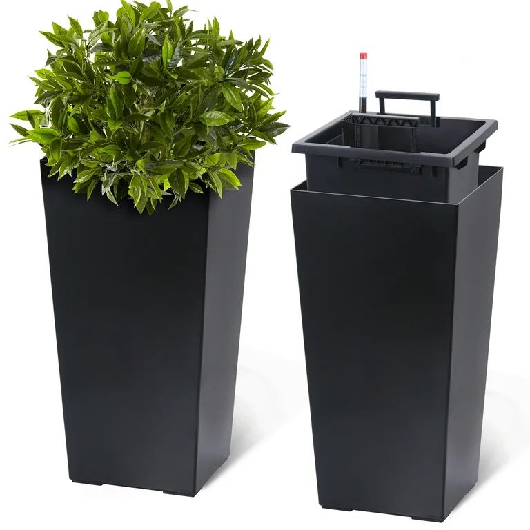Tropow 23" Tall Planters Set of 2, Outdoor＆Indoor Planter Pots, High Front Porch Planter Pots w... | Walmart (US)