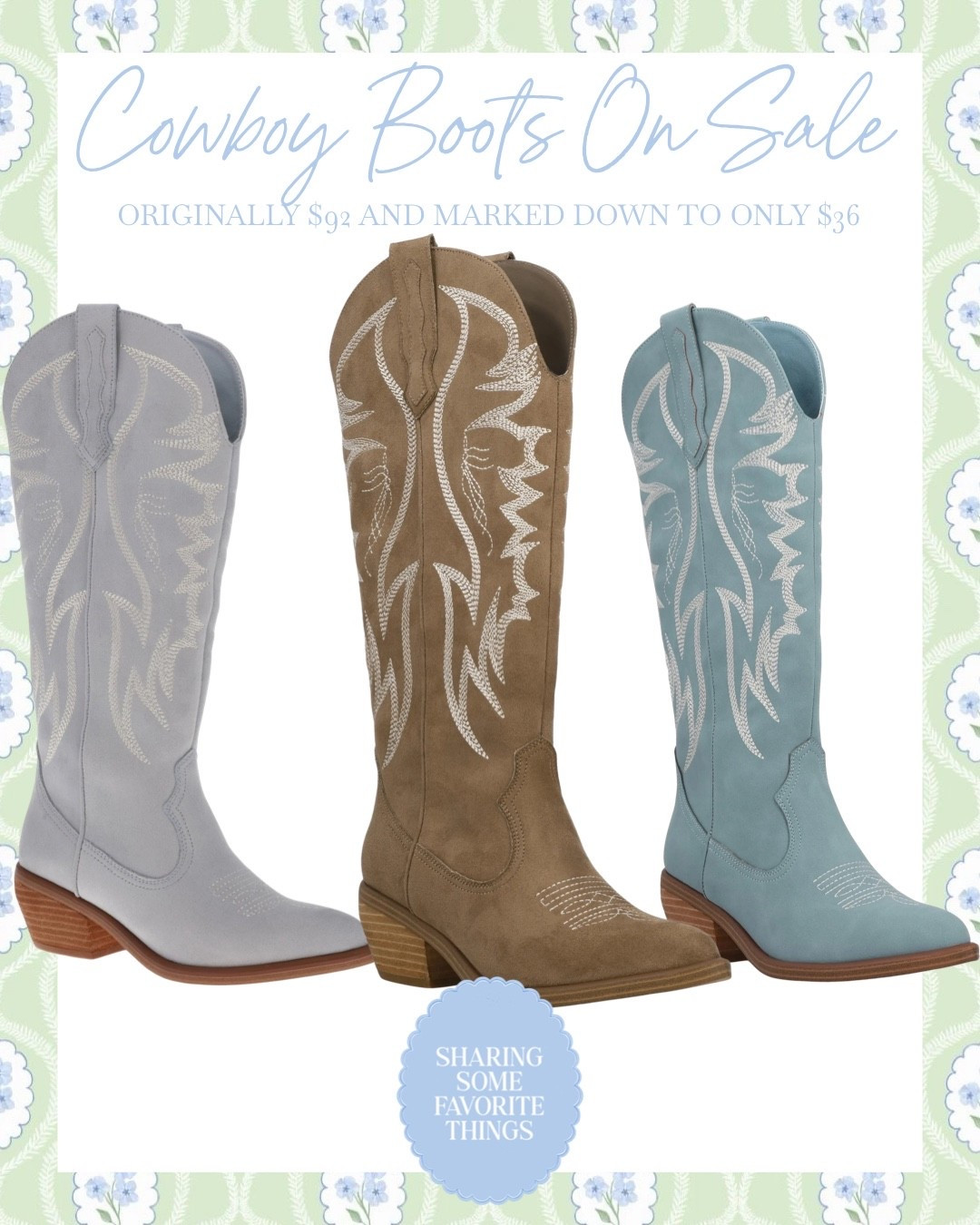 I was on the hunt for a pair of cowboy boots for an upcoming summer event, and the second I found these, it was an immediate YES 😍

They’re originally $92 but on major sale right now for just $36!! Such an incredible deal👏🏼 They come in several cute colors!! I want them all! 

I’d already heard so many great things about this brand, and everyone I’ve heard of who has this exact pair says they’re incredibly comfortable right out of the box!! No painful break-in period? Sold. 🙌🏼

If you’ve been looking for a cute pair of cowboy boots, I don’t think this deal will last long. I’ll link them below! 🤎🤠

#cowboyboots #boots #westernstyle #countrystyle #cowgirlboots #boot #shoes #shoesale #fallstyle #winterstyle #summerstyle #country #western #everydaystyle #momstyle #affordablestyle #momstyle #momfit #momoutfit #everydayoutfit #femininefashion #outfitinspo #summer #summerfashion #ootd #summerdress #style #fashion #preppy #preppystyle #grandmillenial #grandmillenialstyle #ladies #ladiesfashion #ladiesstyle #classic #classicstyle #chic #timeless #timelessstyle #sale #salealert #majorsale #deal #dealoftheday #lookforless #desingerlookalike #affordable #affordablefashion #affordablestyle #budgetfriendly #budgetstyle #styleonabudget #nordstrom #amazonfashion #momlife #momfit #momoutfit #everydaystyle #affordabledresses #m#summeroutfit #momoutfit @Mia Belle Girls

#LTKootd #LTKSaleAlert #LTKSeasonal