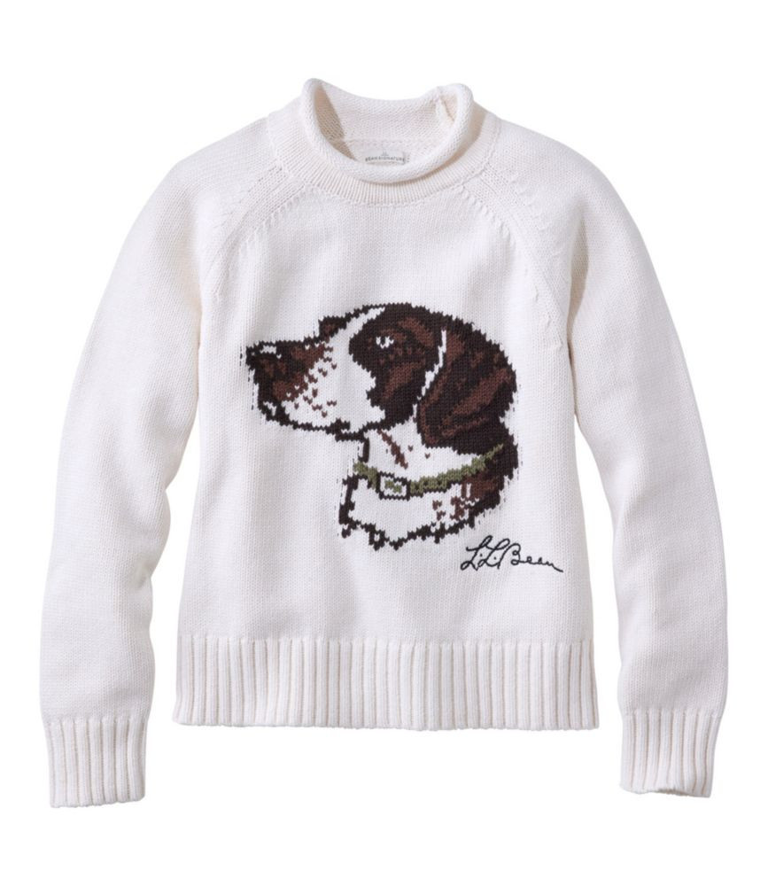 Women's Signature Original Cotton Sweater, Rollneck Novelty Cream Dog Small, Cotton/Yarns L.L.Bean | L.L. Bean
