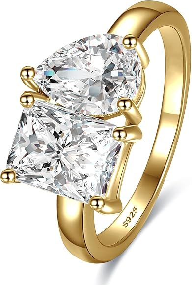 2.75ct Toi Et Moi Ring 925 Sterling Silver Women Cubic Zirconia Engagement Ring White/14K Gold Pl... | Amazon (US)