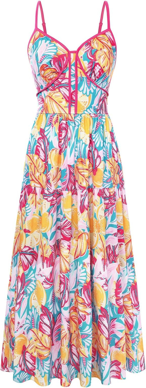 GRACE KARIN Summer Dresses for Women 2026 Beach Vacation Floral Sundresses Casual Boho Flowy Maxi... | Amazon (US)