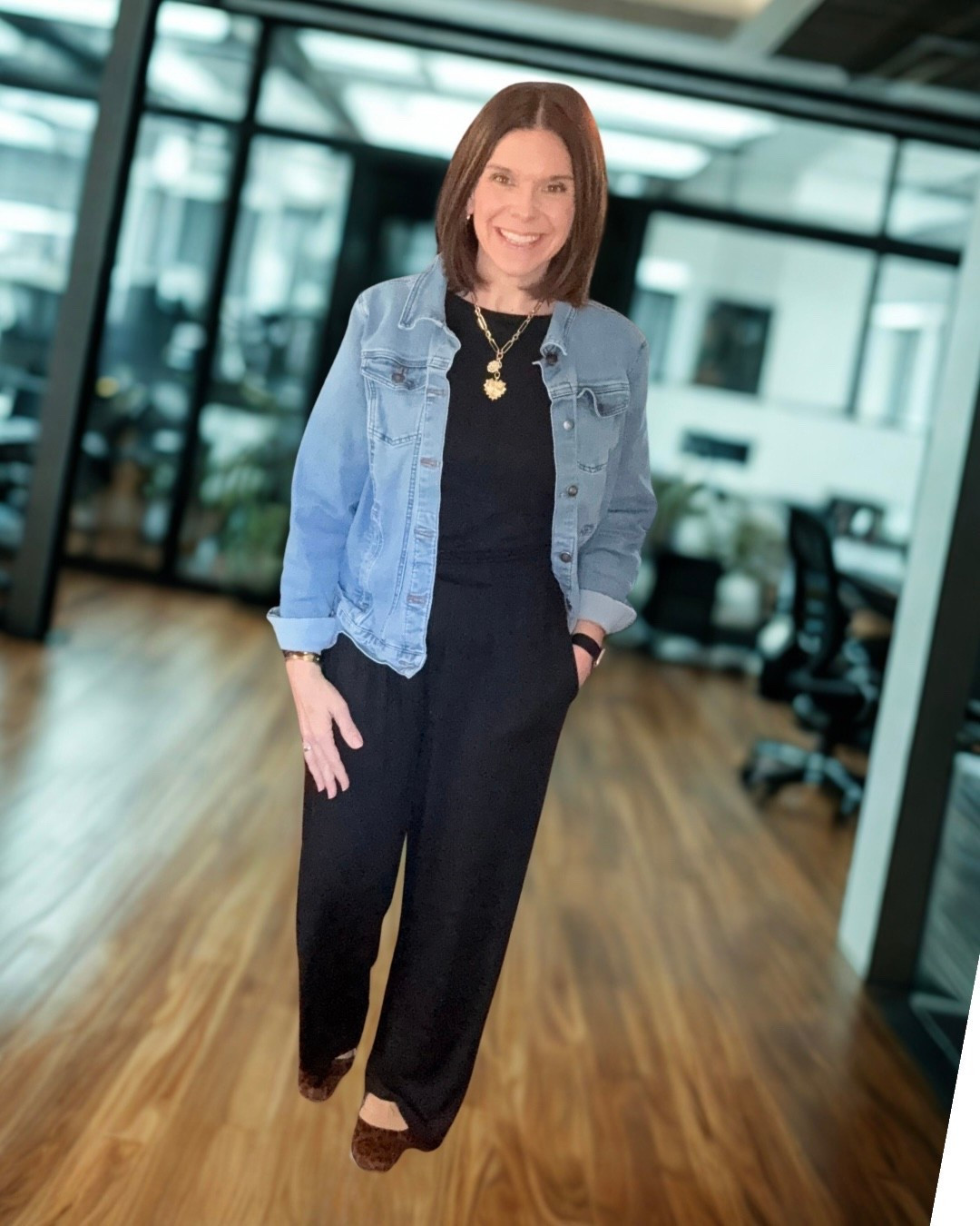 Work OOTD

Romper fits TTS

Denim Jacket is a bit oversized, could size down  

#LTKmomlife #LTKWorkwear #LTKootd