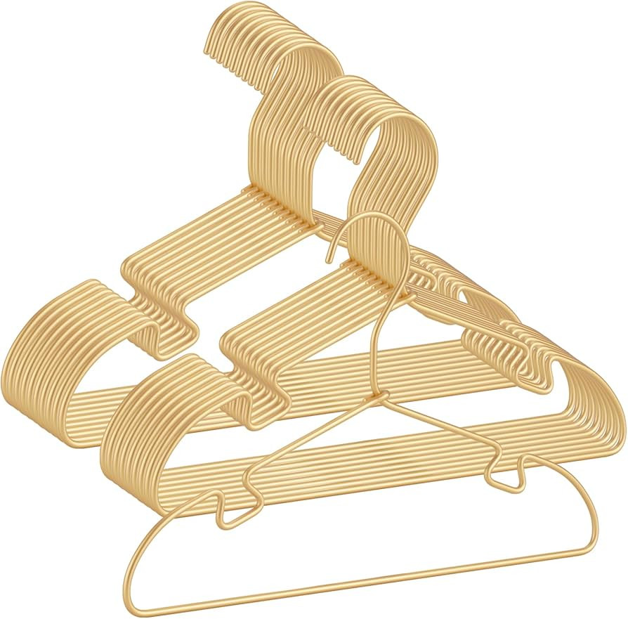 20 Pack Gold Aluminum Hanger, 12.6 Inch Children Baby Hanger, Sturdy Metal Children Clothes Hanger for Wardrobe, Space-Saving Toddler Hanger | Amazon (US)