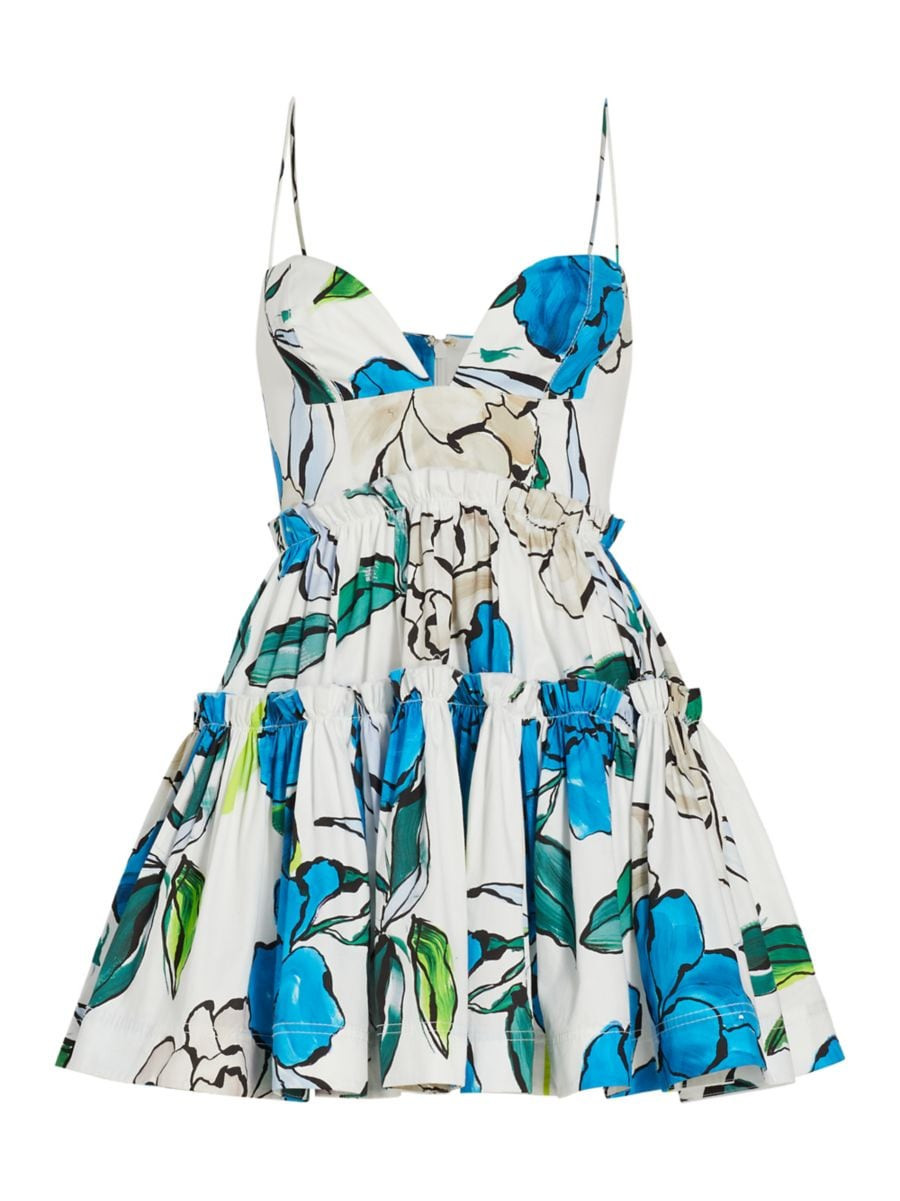Sculptura Maya Tiered Botanical Minidress | Saks Fifth Avenue