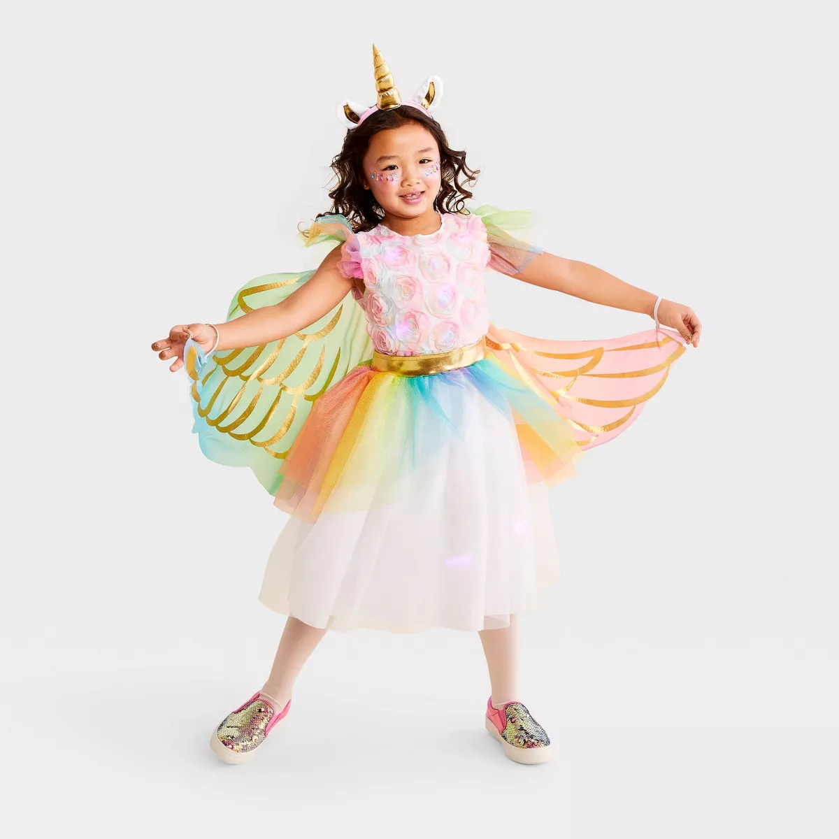 Kids' Light Up Rainbow Unicorn Halloween Costume Dress with Headpiece S - Hyde & EEK! Boutique™ | Target