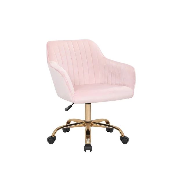 Porthos Home Belen Adjustable Office Chair, Velvet, Gold Metal Legs - Pink | Bed Bath & Beyond