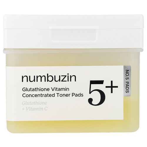 Numbuzin, No.5 Glutathione Vitamin Concentrated Toner Pads, 70 Pads, 6.08 fl oz (180 ml) | iHerb
