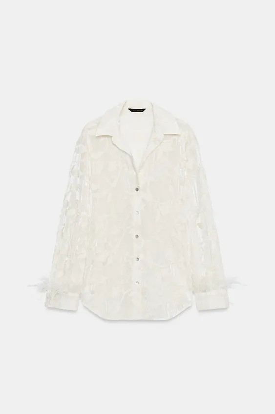 FEATHER EMBROIDERED SHIRT | Zara US