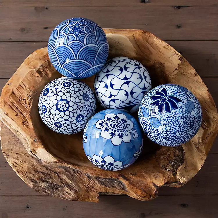 Blue and White Porcelain Orbs, Set of 5 | Kirkland's Home