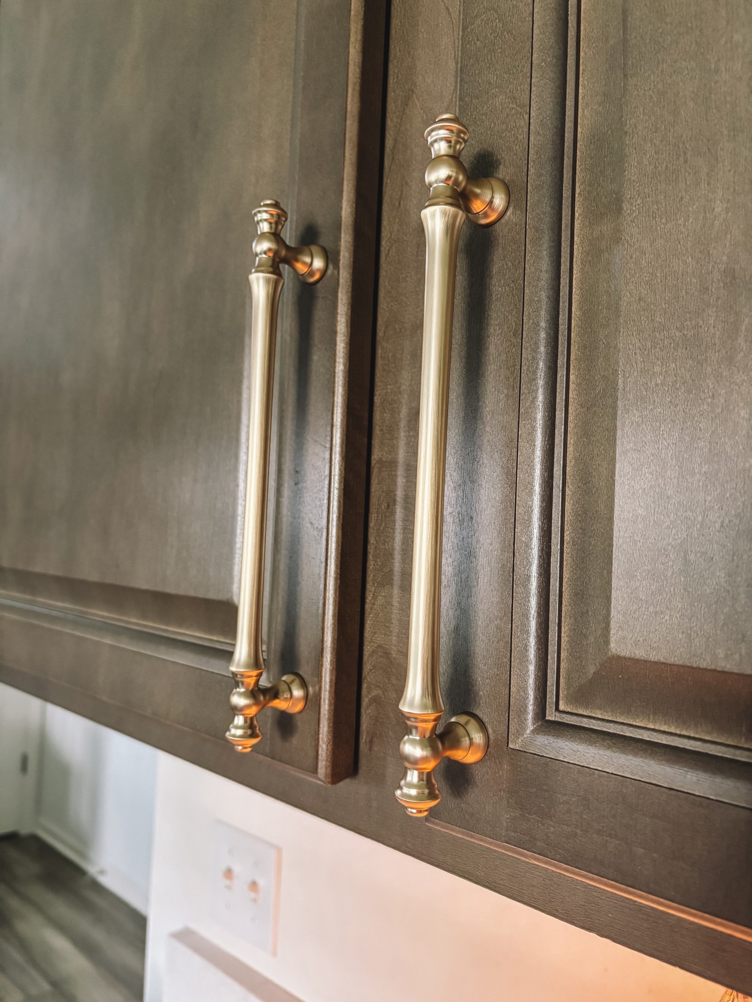 Kitchen cabinet hardware. Brass hardware  