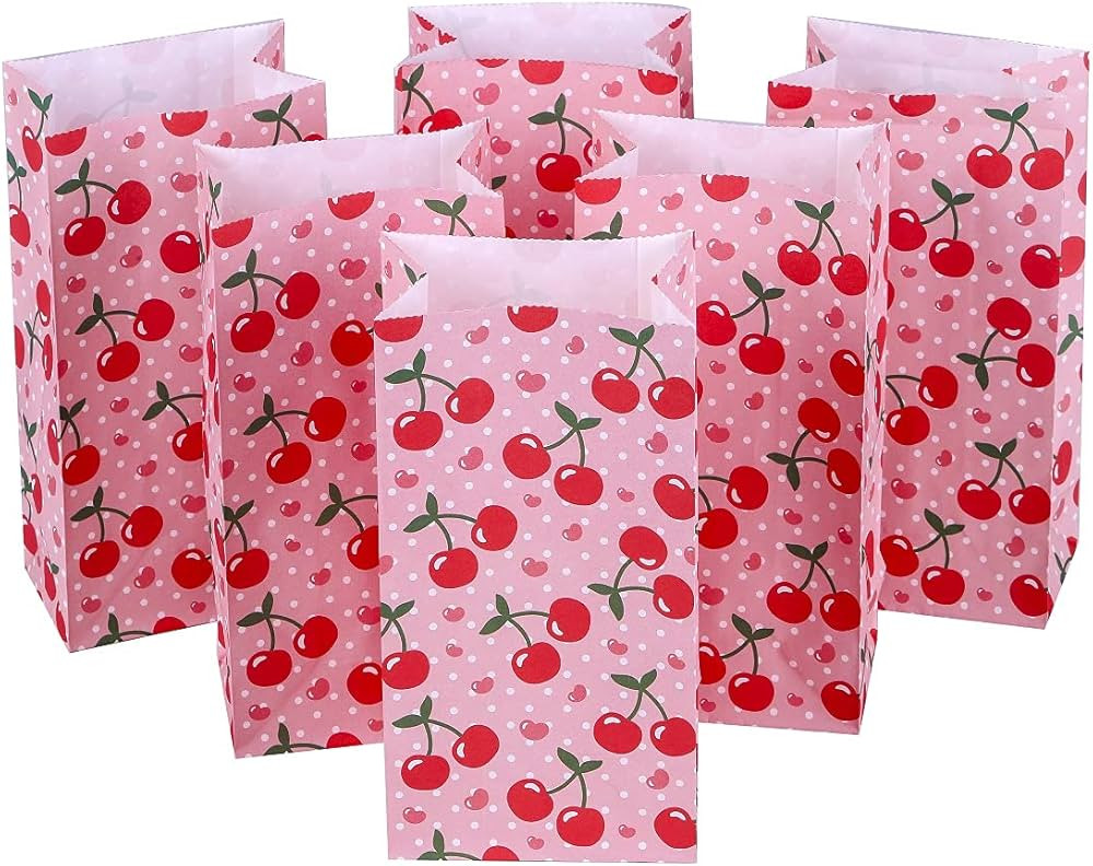 ysmile Party Gift Bag Small Favor Bag Paper Treat Bag Goodie Cherry for Girl Birthday Kid Celebra... | Amazon (US)