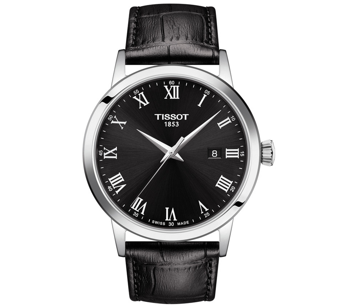 Tissot Men's Swiss Classic Dream Black Leather Strap Watch 42mm - Black | Macy's
