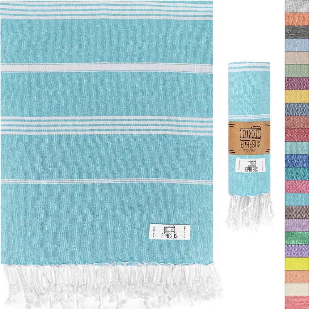 EPHESUS TOWELS Turkish Beach Towel - Turkish Cotton - 39x71 inch Oversized - Turkish Towel for Be... | Amazon (US)