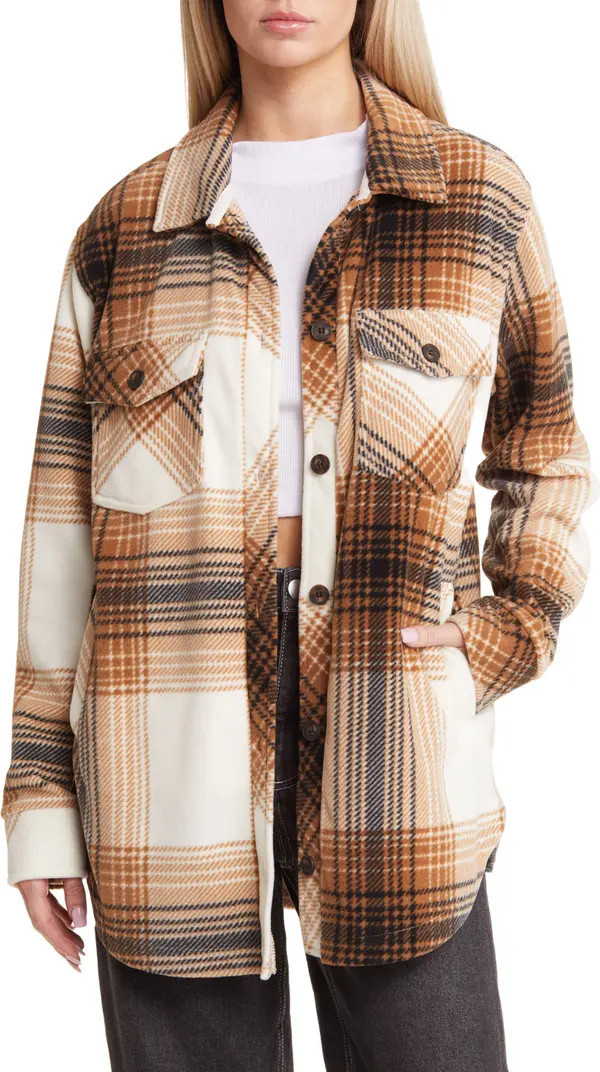 Plaid Polar Fleece Shacket | Nordstrom