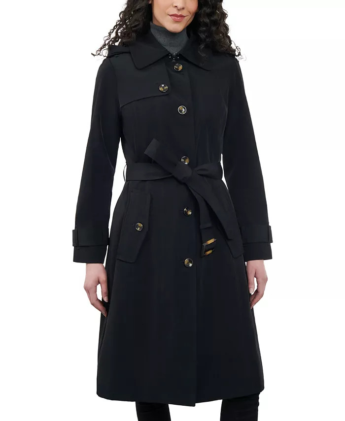 London Fog Women's Single-Breasted Hooded Trench Coat - Macy's | Macy's