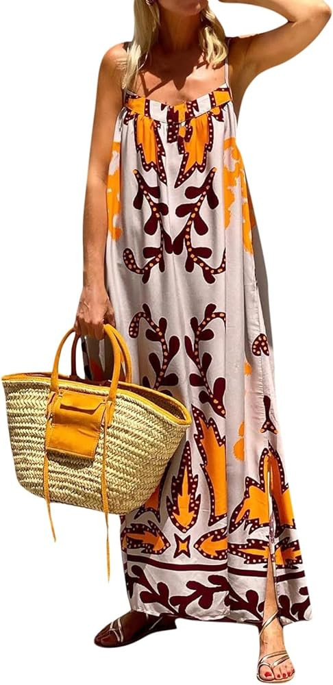 Spaghetti Strap Dresses for Women Zimmerman Dresses for Women Sun Dress Sun Dresses Boho Maxi Dre... | Amazon (US)