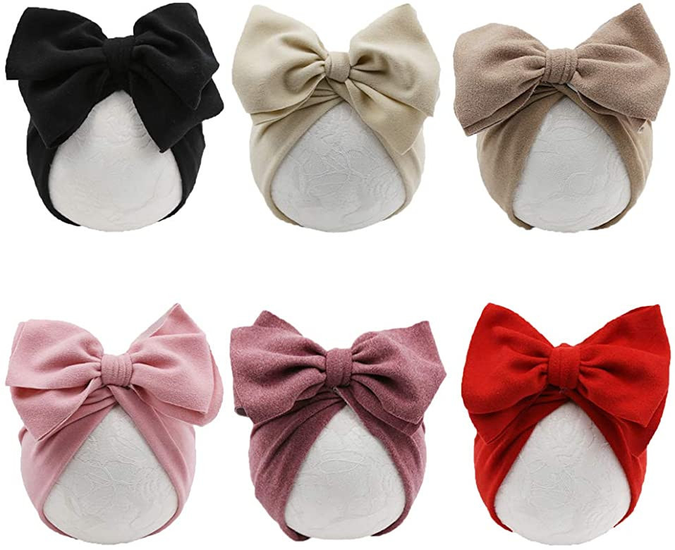 Baby Girl Velvet Big Hair Bow Knotted Head Wrap Oversized Bow Beanie India Cap Warm for Newborn I... | Amazon (US)