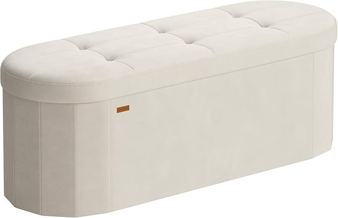 SONGMICS Mazie Collection - Folding Ottoman with Storage, Oval Storage Ottoman Bench, for Living ... | Amazon (US)