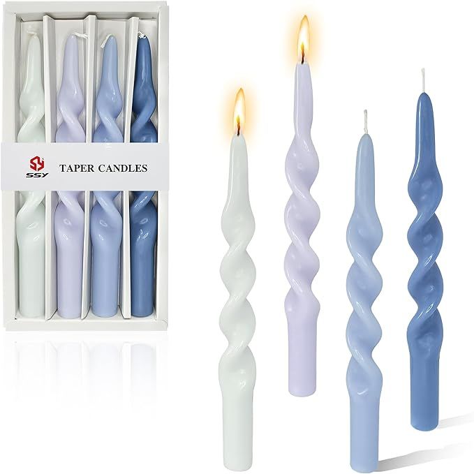 Handmade Spiral Taper Candles Gradient Blue Wave Candle Home Decoration Holiday Wedding Party Gif... | Amazon (US)