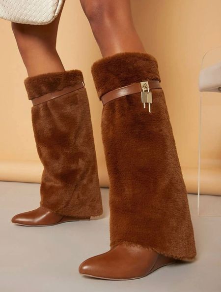 Given by inspired Fur boots 
#pantsboots #padlockfurboots

#LTKSeasonal #LTKshoecrush #LTKunder100