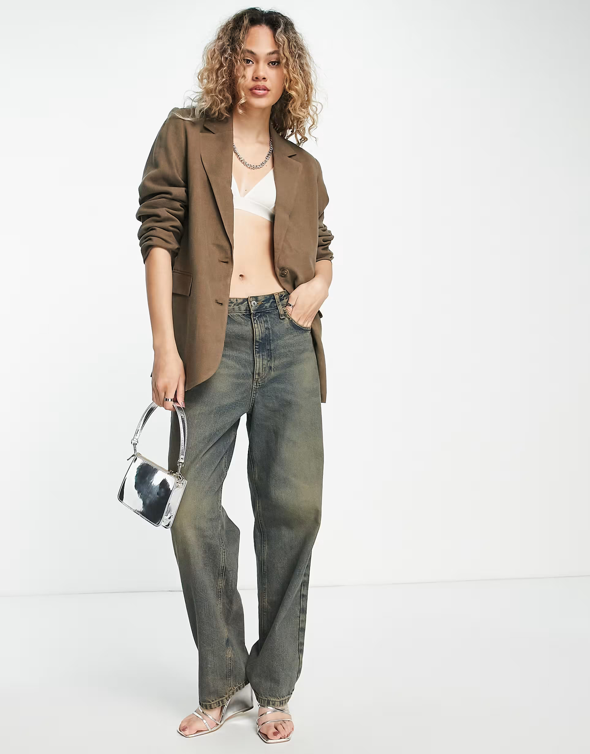 Weekday linen blazer in brown - part of a set | ASOS (Global)