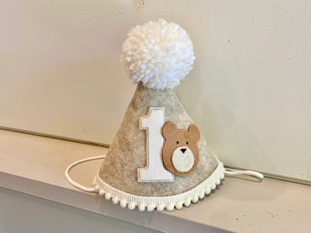 Teddy Bear First Birthday Hat Beary 1st Birthday Party Bear Party Hat Woodland Birthday Party Hap... | Etsy (US)