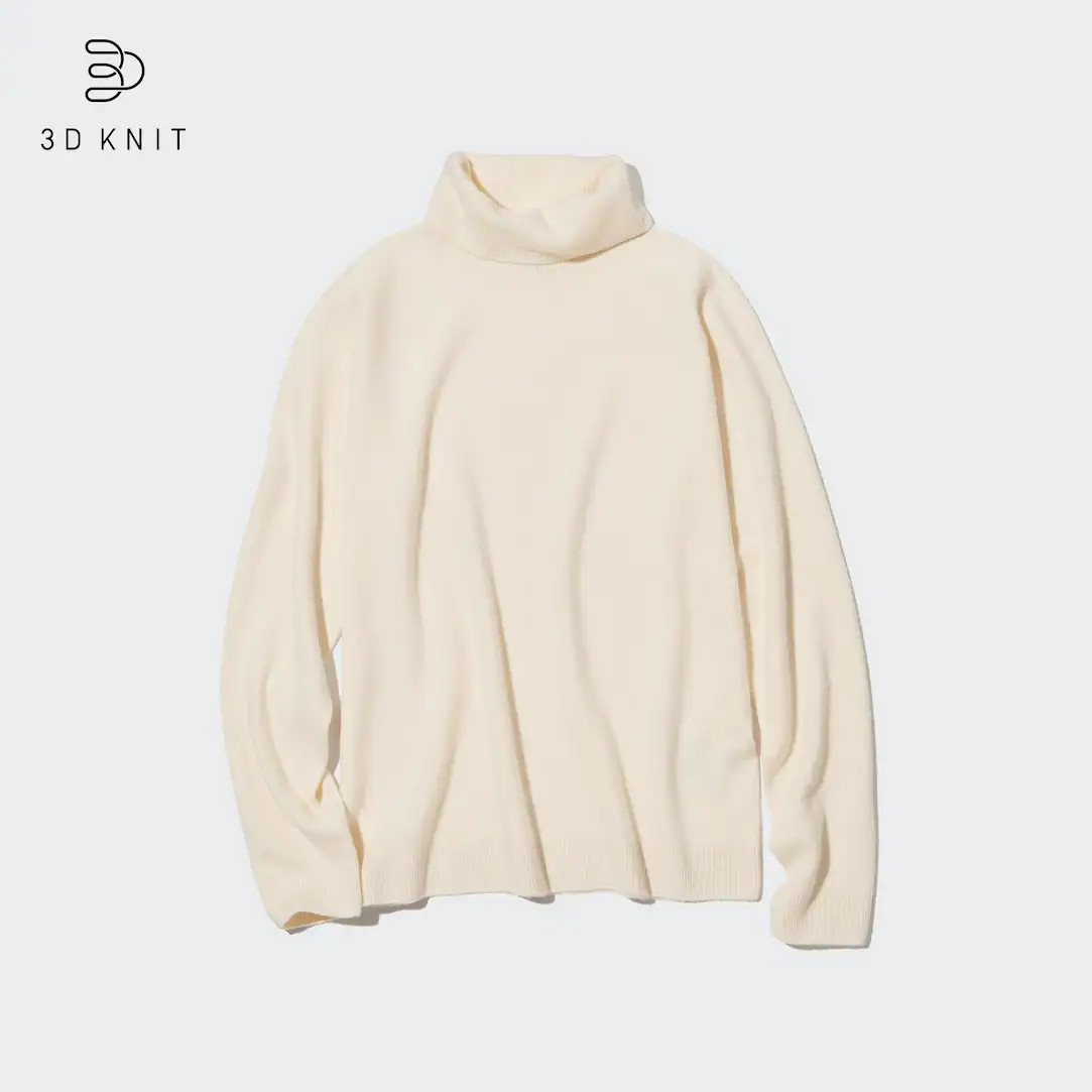 100% Cashmere 3D Knit Seamless Turtleneck Jumper | UNIQLO (UK)