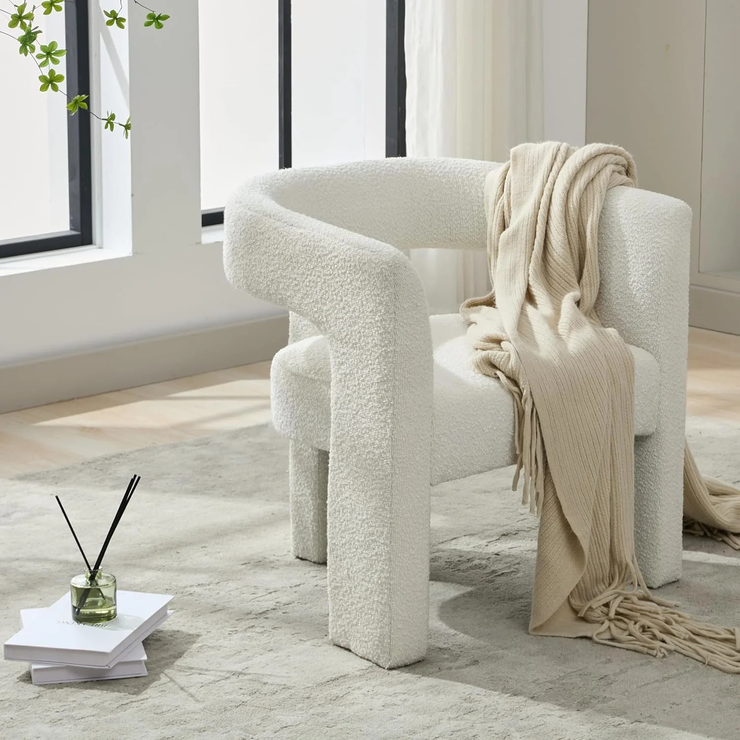 LOCUS BONO Boucle Accent Chair, Modern Living Room Chair, Comfy Barrel Armchair Single Sofa Chair... | Walmart (US)