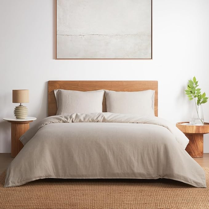 DAPU 100% French Linen Duvet Cover 3Pcs Set, 170GSM Linen Bedding, King | Soft Breathable All-Sea... | Amazon (US)