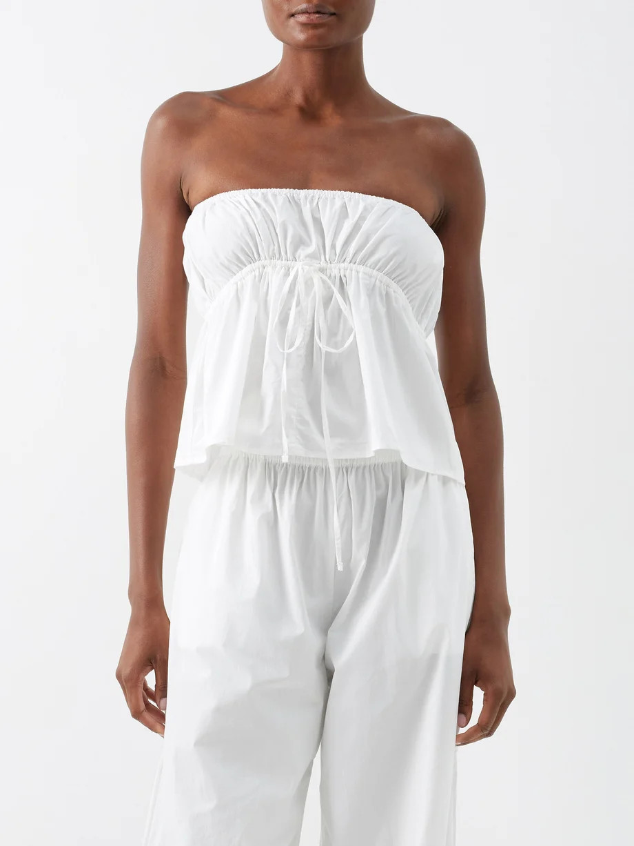 Strapless drawstring organic-cotton pyjama top | Matches (APAC)